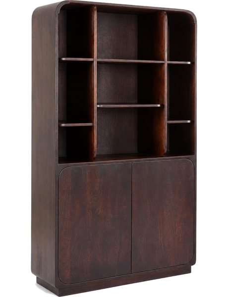 Bibliothèque bois de manguier noyer 2 portes 100x180 cm Charlotte Lifestyle Home Collection - 1