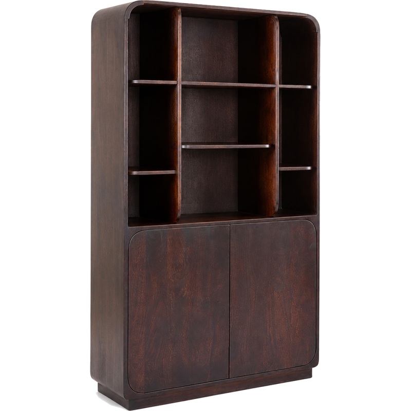 Bibliothèque bois de manguier noyer 2 portes 100x180 cm Charlotte Lifestyle Home Collection - 1