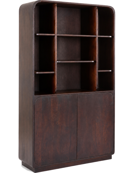 Bibliothèque bois de manguier noyer 2 portes 100x180 cm Charlotte Lifestyle Home Collection - 1