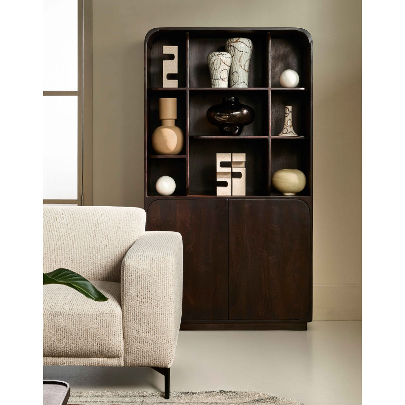 Bibliothèque bois de manguier noyer 2 portes 100x180 cm Charlotte Lifestyle Home Collection - 2