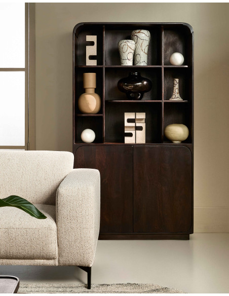 Bibliothèque bois de manguier noyer 2 portes 100x180 cm Charlotte Lifestyle Home Collection - 2