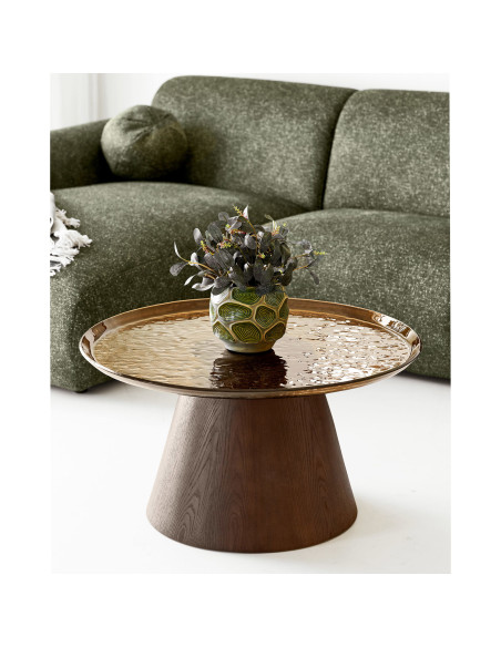 Table basse ronde verre fumé brun 80 cm Orvieto House Nordic - 2