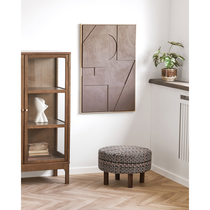 Pouf rond repose-pieds tissu chiné 50 cm Falkirk House Nordic - 2