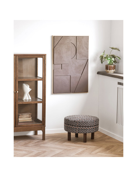 Pouf rond repose-pieds tissu chiné 50 cm Falkirk House Nordic - 2