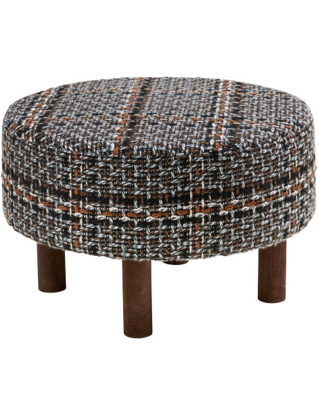 Pouf rond repose-pieds tissu chiné 50 cm Falkirk House Nordic - 1