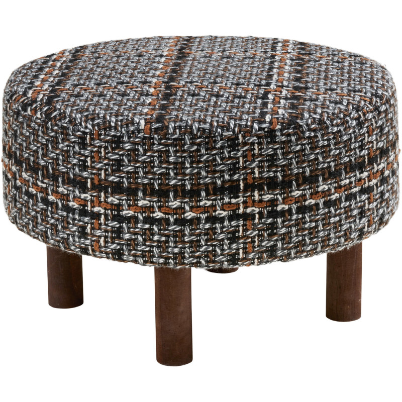 Pouf rond repose-pieds tissu chiné 50 cm Falkirk House Nordic - 1