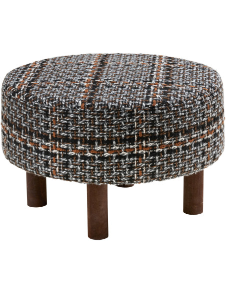 Pouf rond repose-pieds tissu chiné 50 cm Falkirk House Nordic - 1