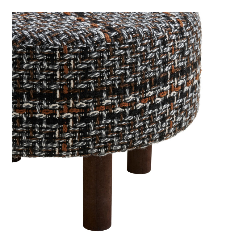 Pouf rond repose-pieds tissu chiné 50 cm Falkirk House Nordic - 4