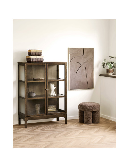 Pouf rond bouclette marron 42 cm Gisborne House Nordic - 2