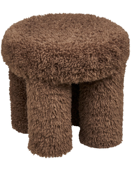 Pouf rond bouclette marron 42 cm Gisborne House Nordic - 1