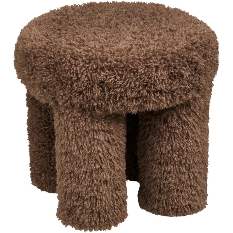Pouf rond bouclette marron 42 cm Gisborne House Nordic - 1