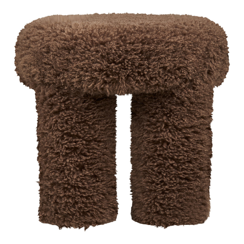 Pouf rond bouclette marron 42 cm Gisborne House Nordic - 3