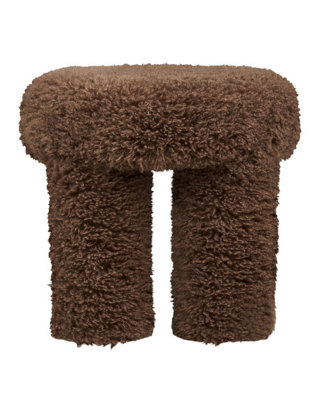 Pouf rond bouclette marron 42 cm Gisborne House Nordic - 3