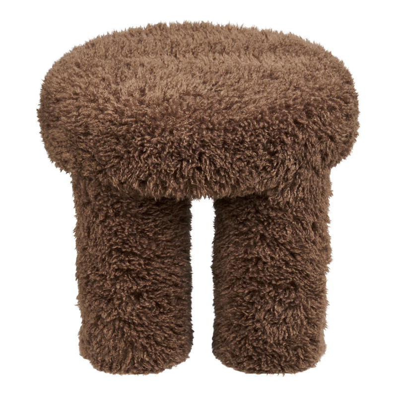 Pouf rond bouclette marron 42 cm Gisborne House Nordic - 4