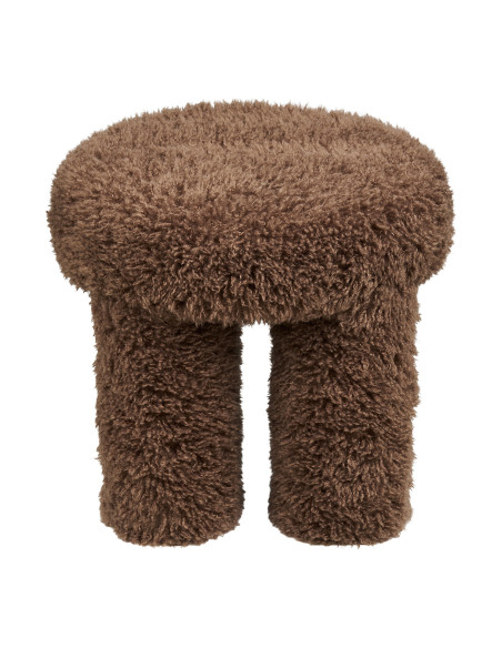 Pouf rond bouclette marron 42 cm Gisborne House Nordic - 4