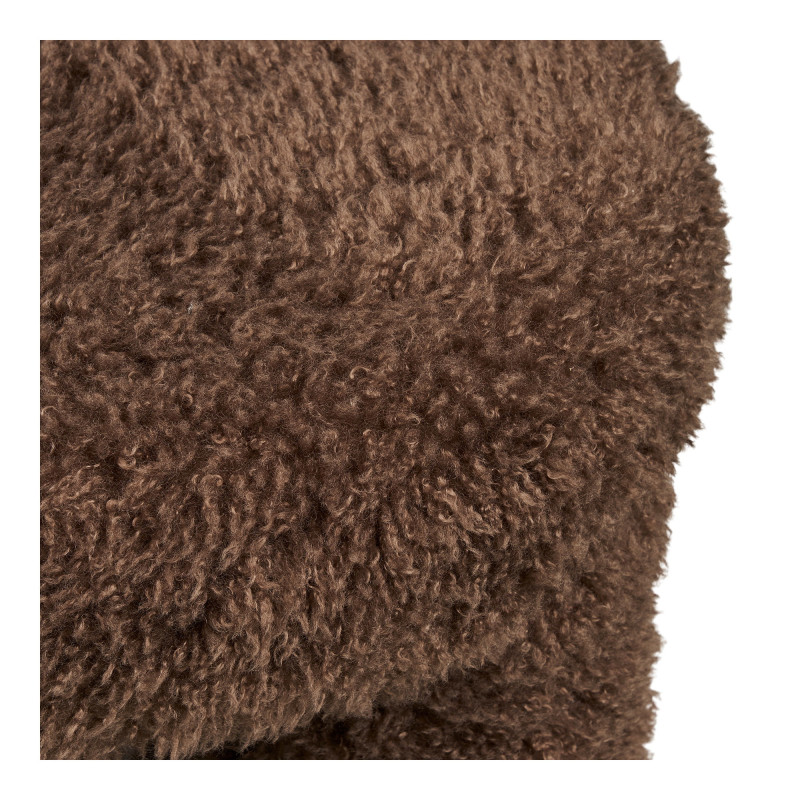 Pouf rond bouclette marron 42 cm Gisborne House Nordic - 5