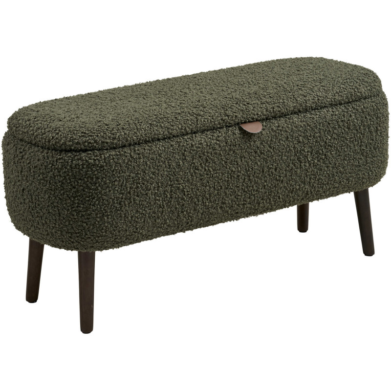Banc coffre bouclette vert 95x37x45 cm Harlow House Nordic - 1