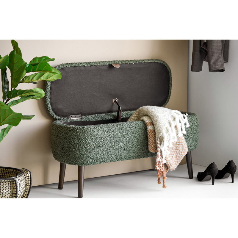 Banc coffre bouclette vert 95x37x45 cm Harlow House Nordic - 2