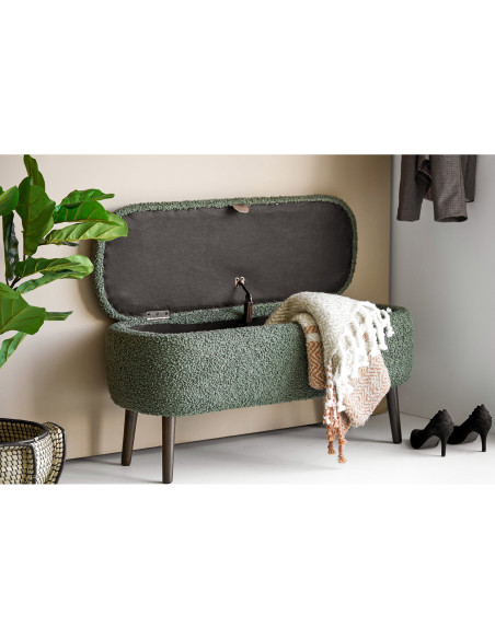 Banc coffre bouclette vert 95x37x45 cm Harlow House Nordic - 2