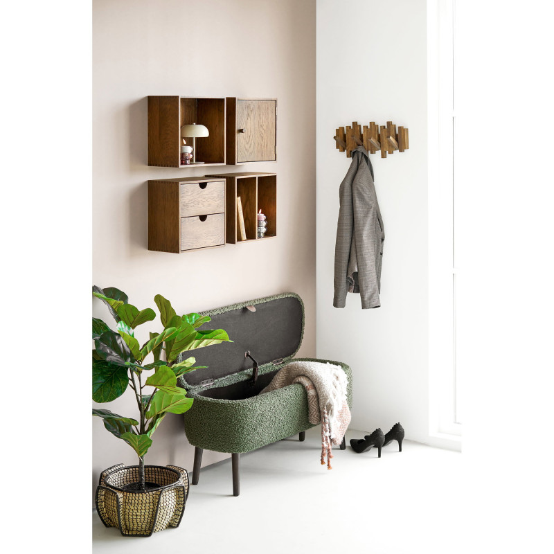 Banc coffre bouclette vert 95x37x45 cm Harlow House Nordic - 11