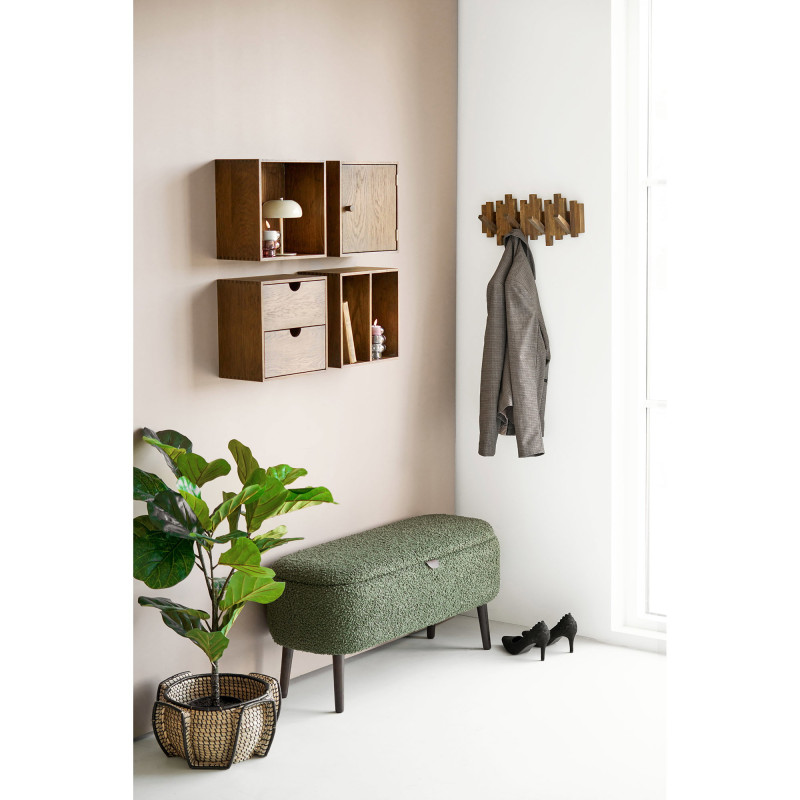 Banc coffre bouclette vert 95x37x45 cm Harlow House Nordic - 12