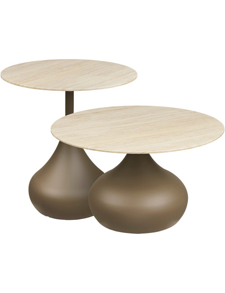 Tables basses gigognes lot de 2 verre trempé kaki Ø70/Ø50 cm Pienza House Nordic - 1