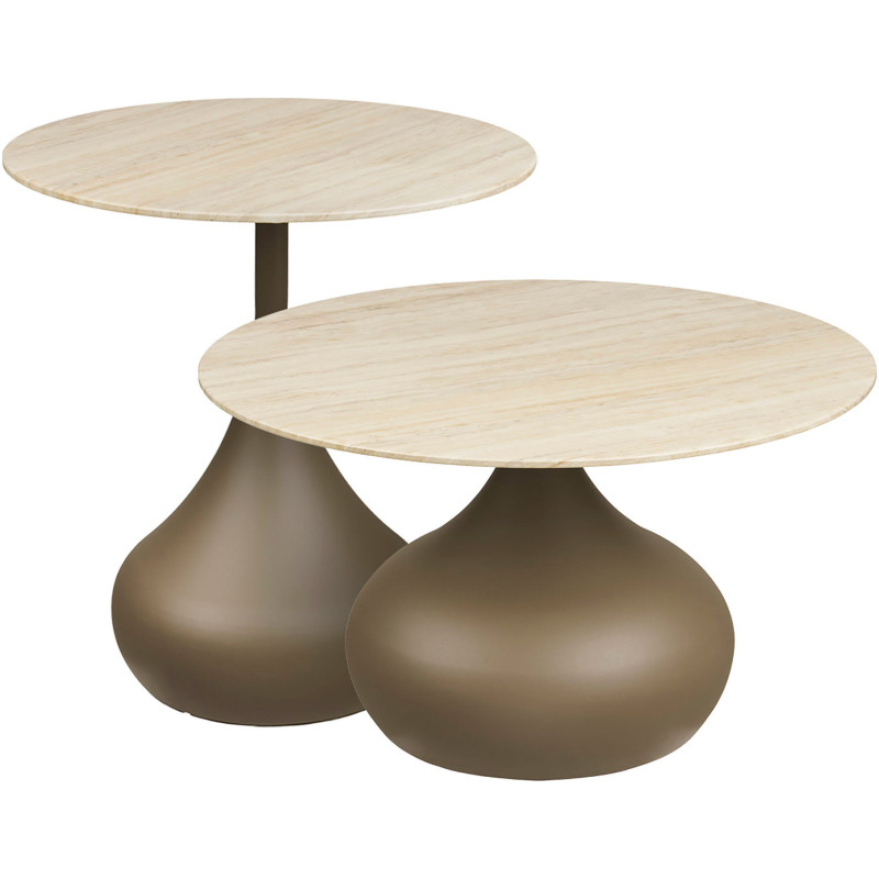 Tables basses gigognes lot de 2 verre trempé kaki Ø70/Ø50 cm Pienza House Nordic - 1