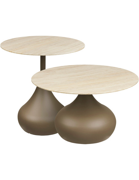 Tables basses gigognes lot de 2 verre trempé kaki Ø70/Ø50 cm Pienza House Nordic - 1
