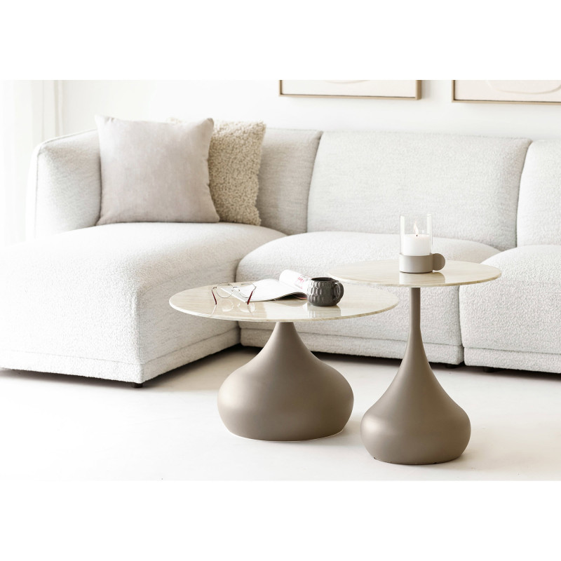 Tables basses gigognes lot de 2 verre trempé kaki Ø70/Ø50 cm Pienza House Nordic - 2