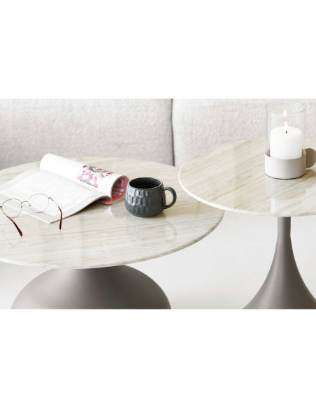 Tables basses gigognes lot de 2 verre trempé kaki Ø70/Ø50 cm Pienza House Nordic - 10