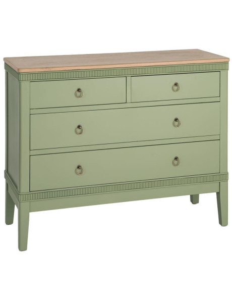 Commode verte 4 tiroirs en bois 115x45x90 cm Brioude Ixia - 1
