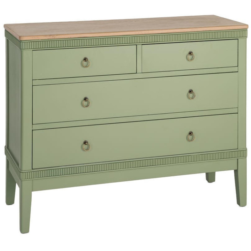 Commode verte 4 tiroirs en bois 115x45x90 cm Brioude Ixia - 1
