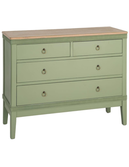Commode verte 4 tiroirs en bois 115x45x90 cm Brioude Ixia - 1