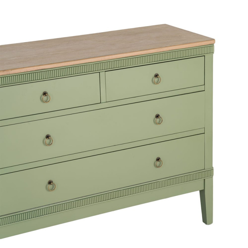 Commode verte 4 tiroirs en bois 115x45x90 cm Brioude Ixia - 2