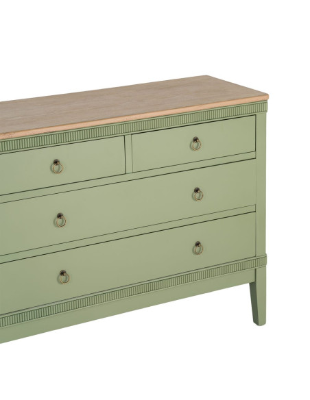 Commode verte 4 tiroirs en bois 115x45x90 cm Brioude Ixia - 2