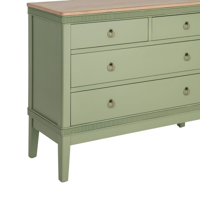 Commode verte 4 tiroirs en bois 115x45x90 cm Brioude Ixia - 3