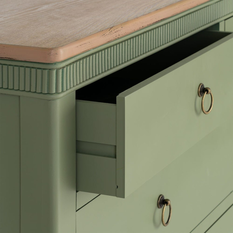 Commode verte 4 tiroirs en bois 115x45x90 cm Brioude Ixia - 6
