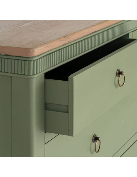 Commode verte 4 tiroirs en bois 115x45x90 cm Brioude Ixia - 6