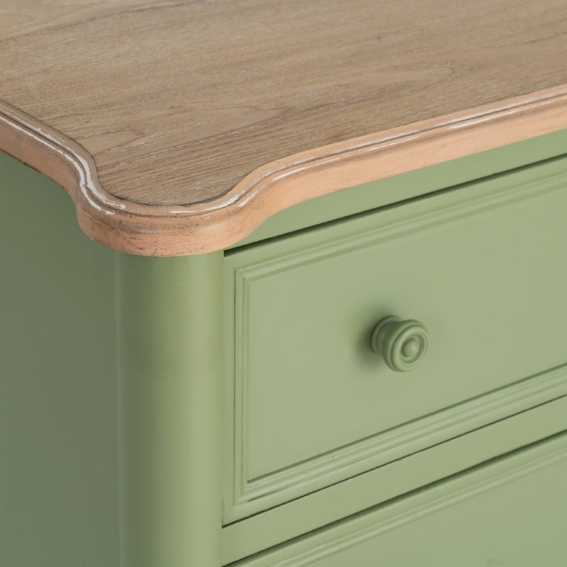 Commode 2 tiroirs vert sauge et bois naturel 80x45x60 cm Issoire Ixia - 3