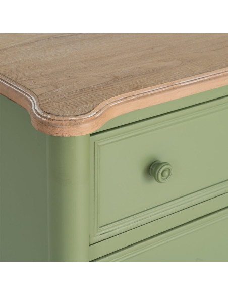 Commode 2 tiroirs vert sauge et bois naturel 80x45x60 cm Issoire Ixia - 3