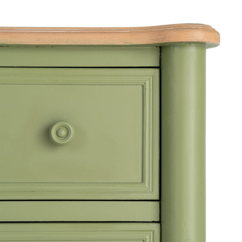 Commode 2 tiroirs vert sauge et bois naturel 80x45x60 cm Issoire Ixia - 4
