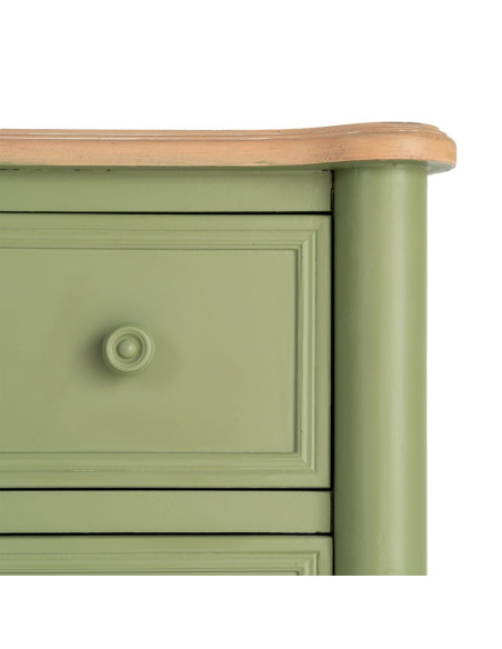 Commode 2 tiroirs vert sauge et bois naturel 80x45x60 cm Issoire Ixia - 4