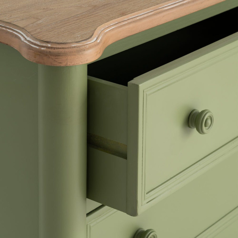 Commode 2 tiroirs vert sauge et bois naturel 80x45x60 cm Issoire Ixia - 5