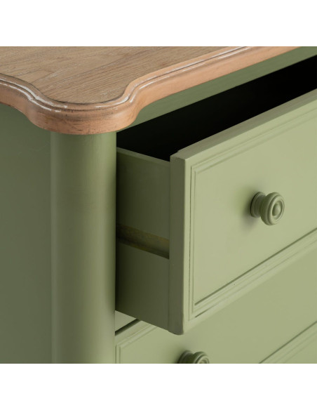 Commode 2 tiroirs vert sauge et bois naturel 80x45x60 cm Issoire Ixia - 5