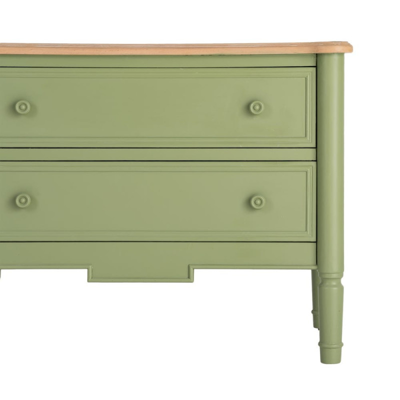 Commode 2 tiroirs vert sauge et bois naturel 80x45x60 cm Issoire Ixia - 6