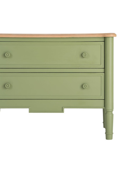 Commode 2 tiroirs vert sauge et bois naturel 80x45x60 cm Issoire Ixia - 6