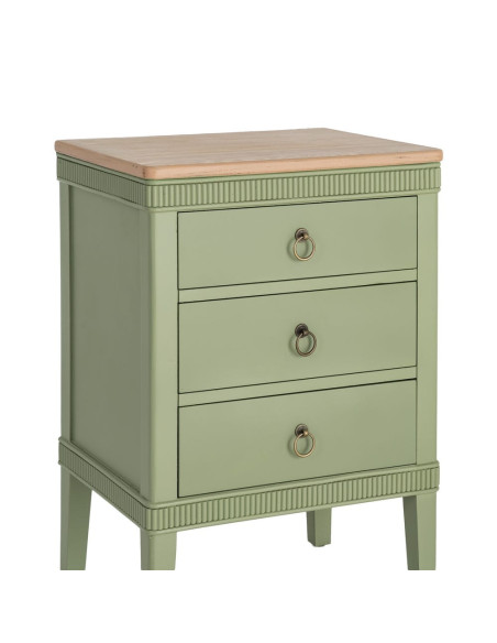 Table de chevet 3 tiroirs vert sauge et bois 50x38x72 cm Brioude Ixia - 2