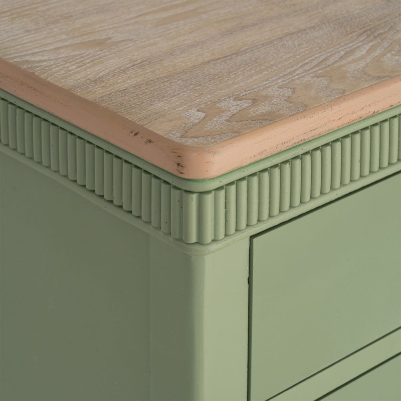 Table de chevet 3 tiroirs vert sauge et bois 50x38x72 cm Brioude Ixia - 3