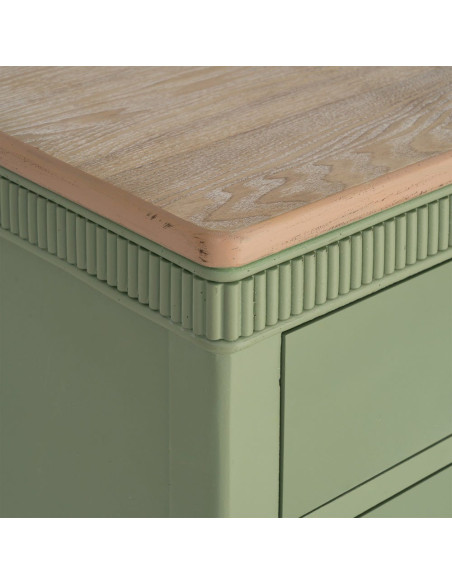 Table de chevet 3 tiroirs vert sauge et bois 50x38x72 cm Brioude Ixia - 3