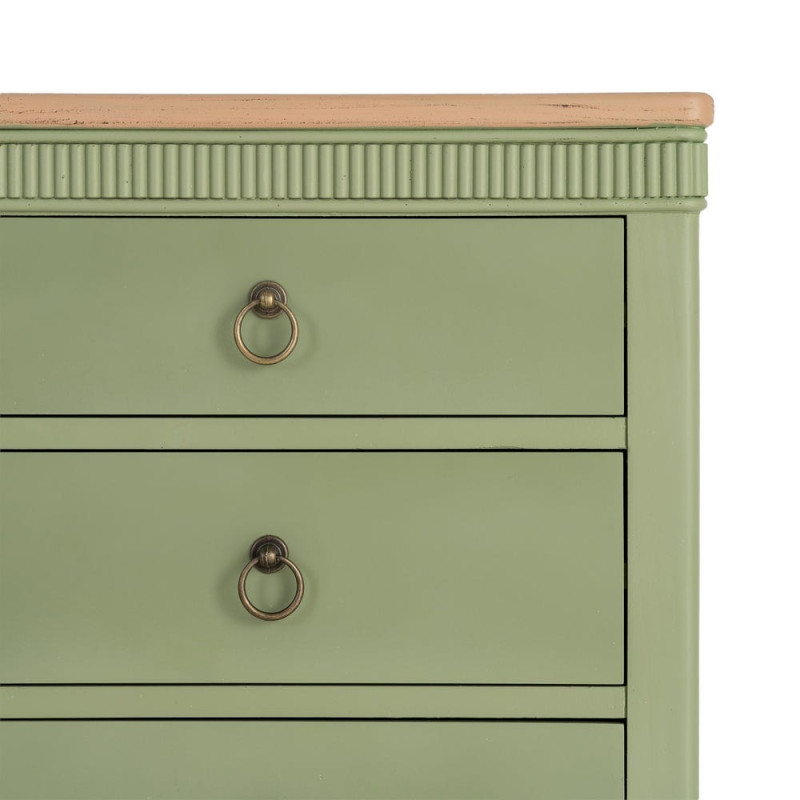 Table de chevet 3 tiroirs vert sauge et bois 50x38x72 cm Brioude Ixia - 4